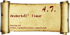 Anderkó Timur névjegykártya